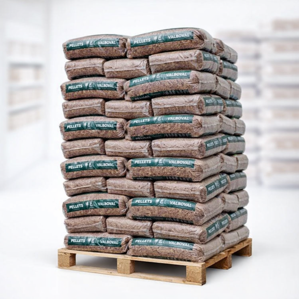 Pellets de madeira Valboval – Palete com 65 sacos de 15 kg