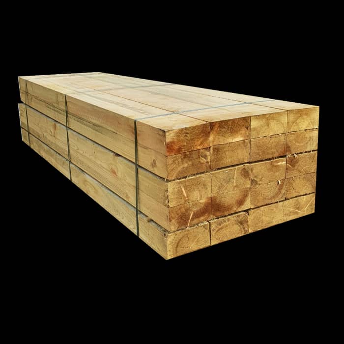 Pack de 20 dormentes de madeira tratada verde UC3 | 2,4 m x 200 mm x 100 mm