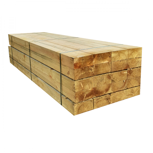 Pack de 20 travessas de madeira tratada verde UC3 | 3 m x 200 mm x 100 mm